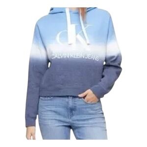 Calvin Klein Jeans Womens Monogram Logo Tie Dye Block Hoodie , Winterdip, Large